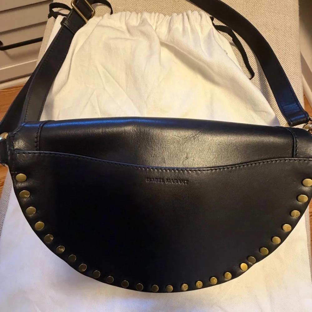 Isabel Marant Black Leather Studded Convertible Shoulder/Waist Bag - Picture 4 of 7